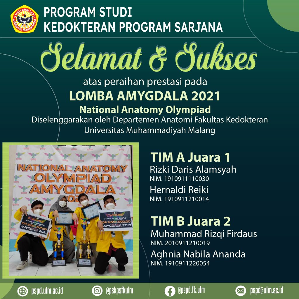 Mahasiswa I PSKPS Meraih Juara Pada Lomba AMYGDALA 2021 Kedokteran